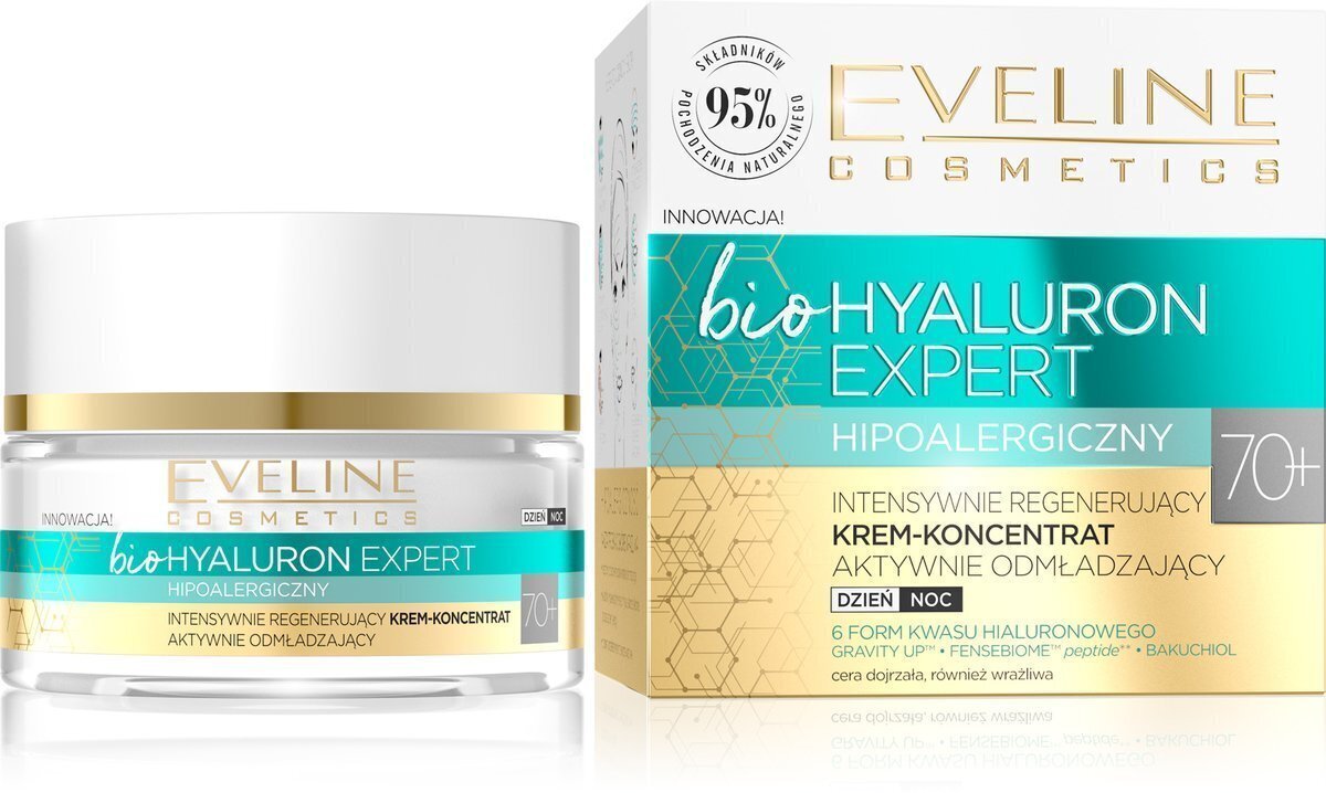 Veido kremas Eveline Bio Hyaluron Expert 70+, 50 ml kaina ir informacija | Veido kremai | pigu.lt