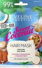 Kaukė normaliems ir ploniems plaukams Eveline Food for Hair Sweet Coconut, 20ml kaina ir informacija | Priemonės plaukų stiprinimui | pigu.lt