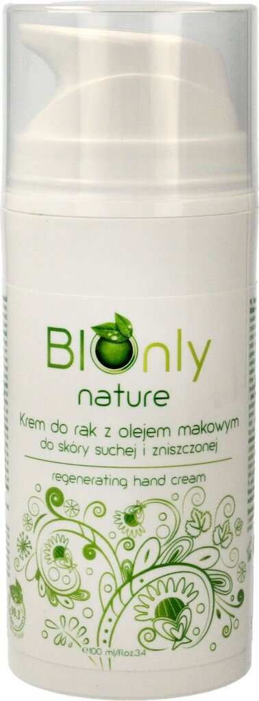 Atkuriantis rankų kremas su aguonų aliejumi BIOnly BIOnly Nature, 100ml kaina ir informacija | Kūno kremai, losjonai | pigu.lt