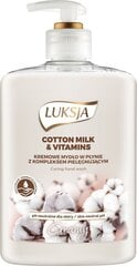 Кремовое жидкое мыло Luksja Creamy Cotton Milk & Vitamins, 500 мл цена и информация | Мыло | pigu.lt