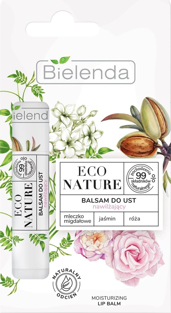 Drėkinamasis lūpų balzamas su migdolų pienu Jasmine and Rose Bielenda Eco Nature, 10g kaina ir informacija | Lūpų dažai, blizgiai, balzamai, vazelinai | pigu.lt