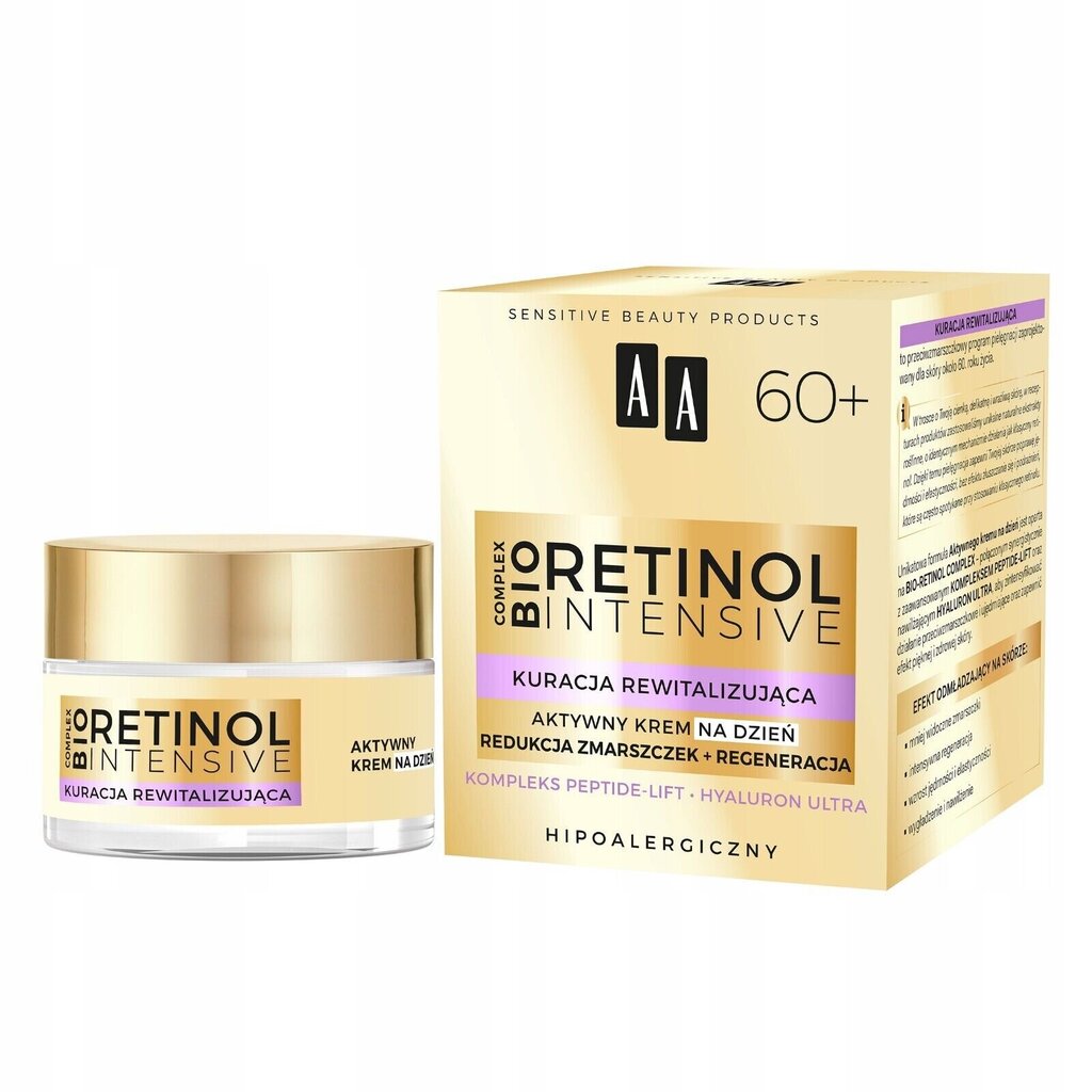 Aktyvus dieninis kremas AA Retinol Intensive 60+, 50 ml kaina ir informacija | Veido kremai | pigu.lt