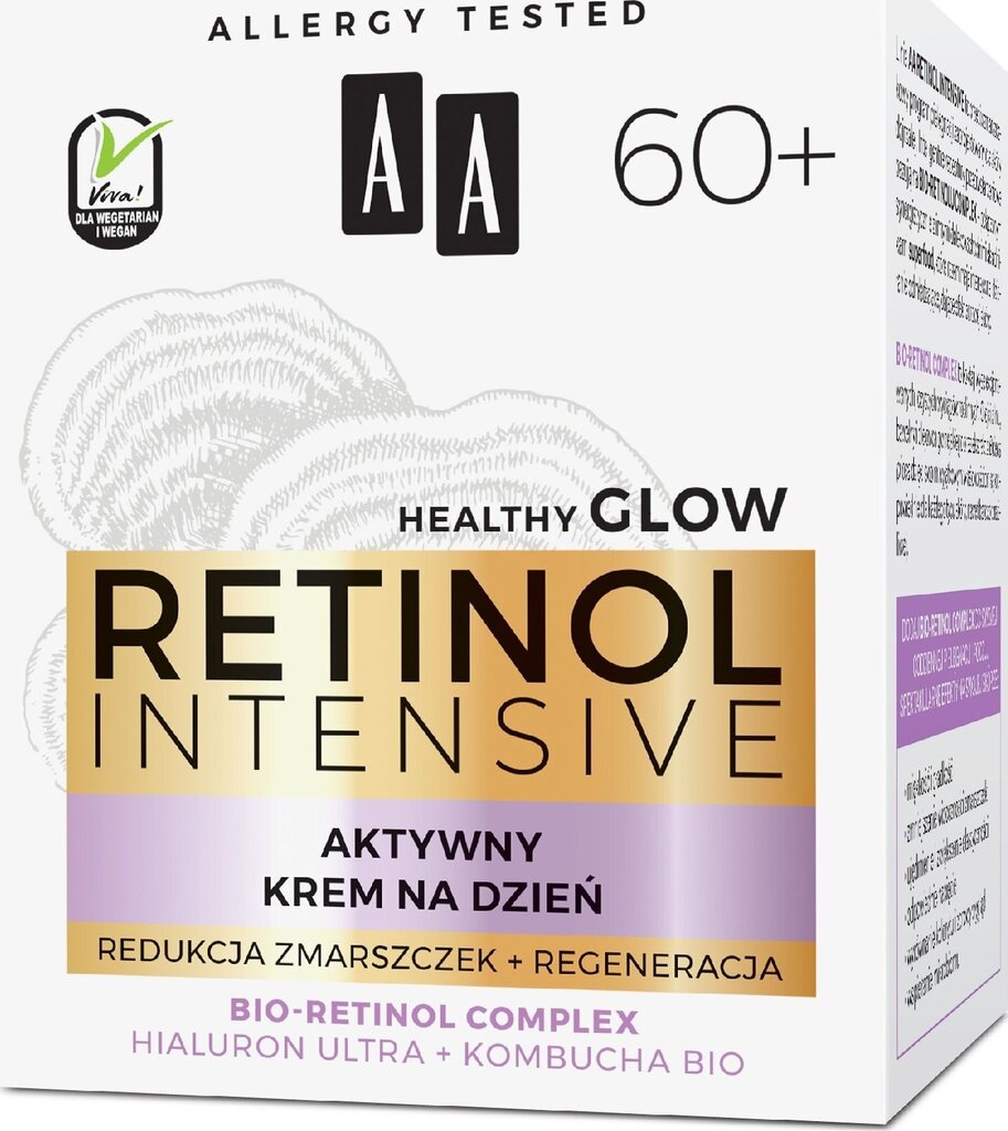 Aktyvus dieninis kremas AA Retinol Intensive 60+, 50 ml kaina ir informacija | Veido kremai | pigu.lt