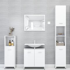 vidaXL Vonios kambario baldų komplektas, 4 dalių, baltas, MDP, blizgus kaina ir informacija | Vonios komplektai | pigu.lt