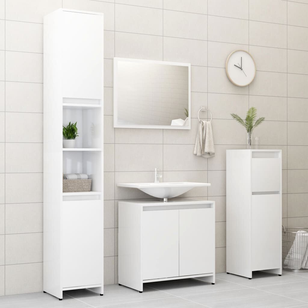 Vonios kambario baldų komplektas, 4 dalių, baltas kaina ir informacija | Vonios komplektai | pigu.lt