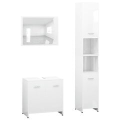 vidaXL Vonios kambario baldų komplektas, 3 dalių, baltos spalvos, MDP kaina ir informacija | Vonios komplektai | pigu.lt