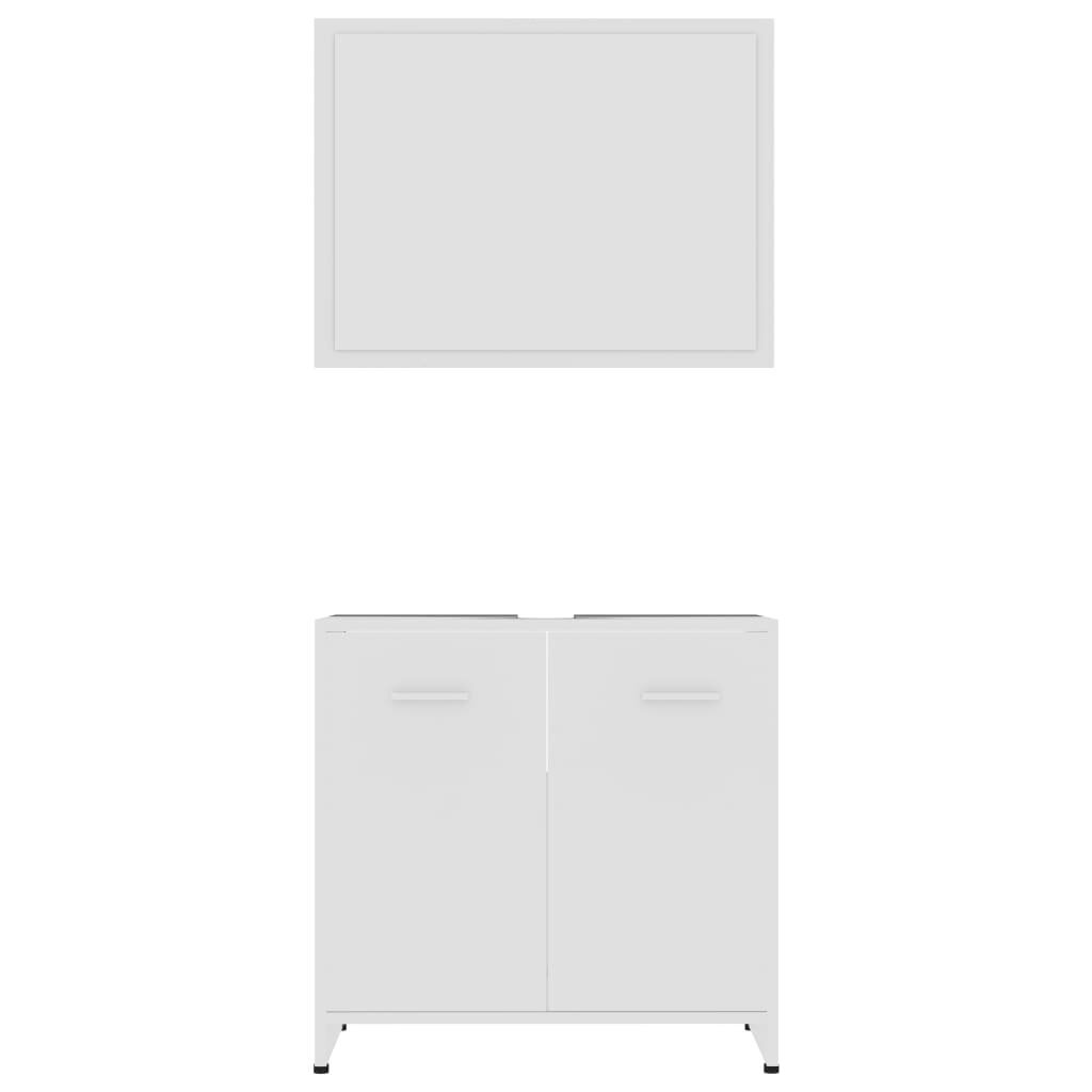vidaXL Vonios kambario baldų komplektas, 3 dalių, baltos spalvos, MDP kaina ir informacija | Vonios komplektai | pigu.lt