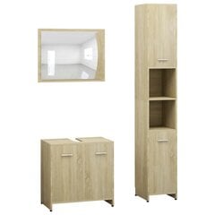 Комплект мебели для ванной, 3 части, цвет дуба цена и информация | Комплекты в ванную | pigu.lt