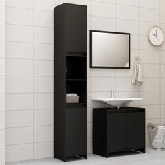 vidaXL Vonios kambario baldų komplektas, 3 dalių, juodos spalvos, MDP kaina ir informacija | Vonios komplektai | pigu.lt