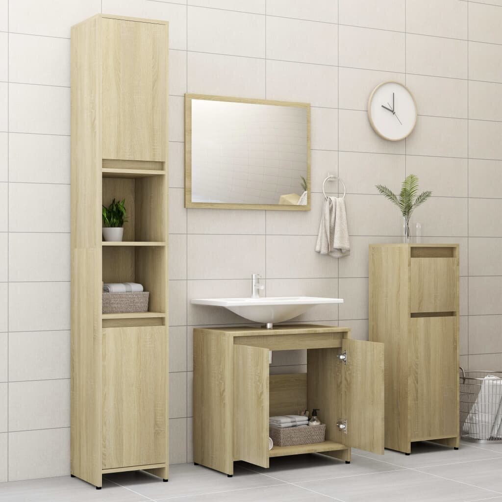 Vonios kambario baldų komplektas, 3 dalių, rudas kaina ir informacija | Vonios komplektai | pigu.lt