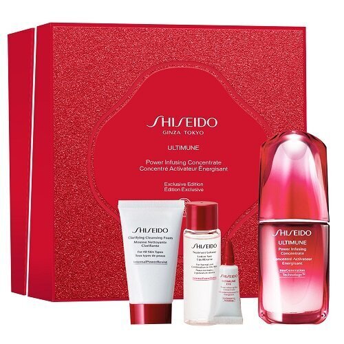 Rinkinys Shiseido Ultimune: veido serumas, 50 ml + veido putos, 15 ml + veido odos mikštiklis, 30 ml + paakių serumas, 3 ml kaina ir informacija | Veido aliejai, serumai | pigu.lt
