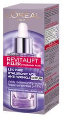 Atkuriamasis veido serumas L'Oreal Revitalift Filler 1,5% Hyaluron, 30 ml kaina ir informacija | Veido aliejai, serumai | pigu.lt