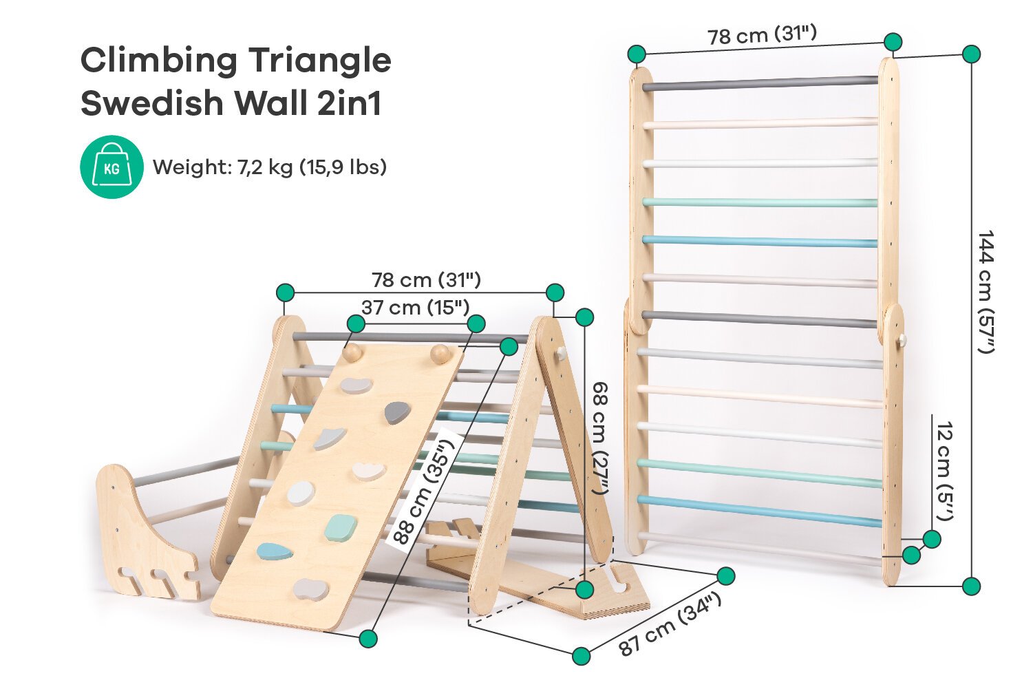 Medinis laipiojimo trikampis ir siena kaina ir informacija | Čiuožyklos, laipiojimo kopetėlės | pigu.lt