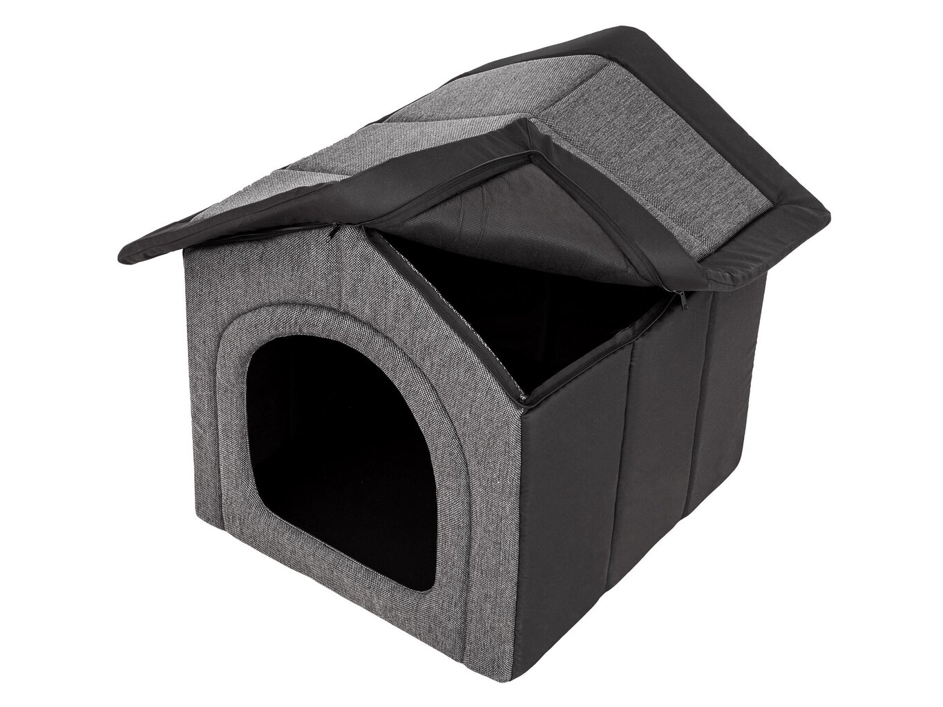 Guolis-būda Hobbydog Inari Grey Black, 76x72 cm kaina ir informacija | Guoliai, pagalvėlės | pigu.lt