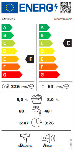 Samsung WD80T4046CE/LE kaina ir informacija | Skalbimo mašinos | pigu.lt