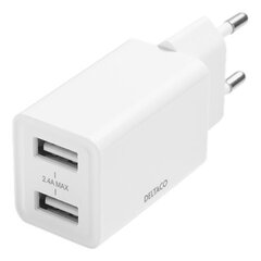 Deltaco USB-AC174, 2x USB-A, 2.4 A kaina ir informacija | Krovikliai telefonams | pigu.lt