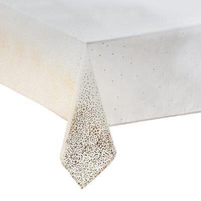 Balta šventinė staltiesė auksinėmis dekoracijomis 140 x 240cm kaina ir informacija | Staltiesės, servetėlės | pigu.lt