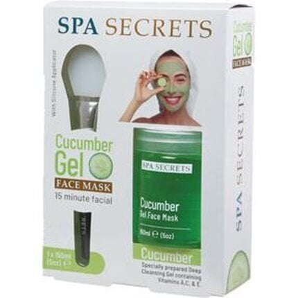 Veido kaukė + šepetėlis Spa Secrets Cucumber Gel, 140 ml цена и информация | Veido kaukės, paakių kaukės | pigu.lt