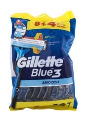 Vienkartiniai skustuvai vyrams Gillette Blue3 Smooth, 12 vnt. kaina ir informacija | Skutimosi priemonės ir kosmetika | pigu.lt