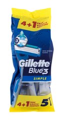 Одноразовые бритвы для мужчин Gillette Blue3 Simple 5 шт. цена и информация | Косметика и средства для бритья | pigu.lt