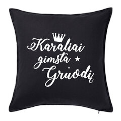 Dekoratyvinė pagalvėlė „Karaliai gimsta gruodį“, 50 X 50 cm, juoda цена и информация | Оригинальные подушки, наволочки | pigu.lt