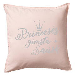 Dekoratyvinė pagalvėlė „Princesės gimsta sausį“, 50x50 cm, šviesiai rožinė kaina ir informacija | Dekoratyvinės pagalvėlės ir užvalkalai | pigu.lt