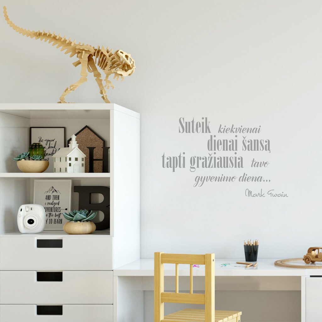 Lipdukas ant sienos - „Gražiausia diena“, 140 X 90 cm, pilkas цена и информация | Interjero lipdukai | pigu.lt
