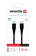 Универсальный кабель Swissten Basic Quick Charge 3.1 USB-C на Micro USB, 1 м, черный цена и информация | Кабели для телефонов | pigu.lt