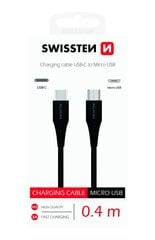 Swissten Basic Универсальный Quick Charge 3.1 USB-C на Micro USB Кабель данных 0.4м черный цена и информация | Кабели для телефонов | pigu.lt