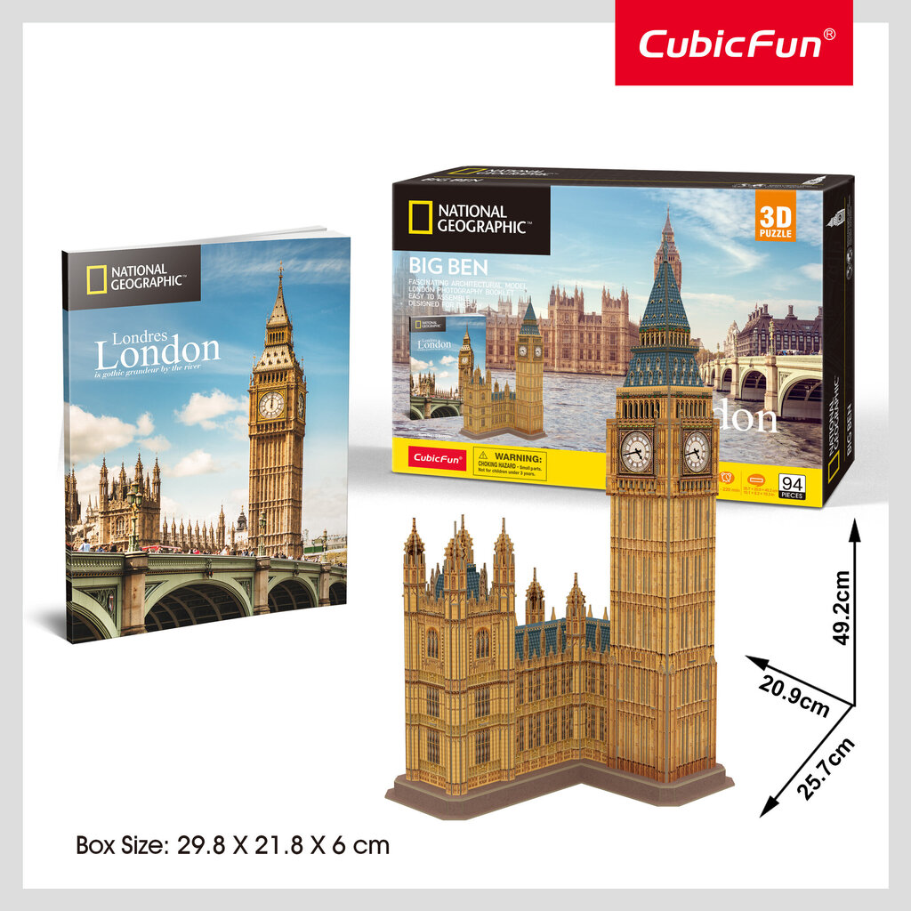 3D dėlionė CubicFun National Geographic Big Ben, 94 d. kaina ir informacija | Dėlionės (puzzle) | pigu.lt