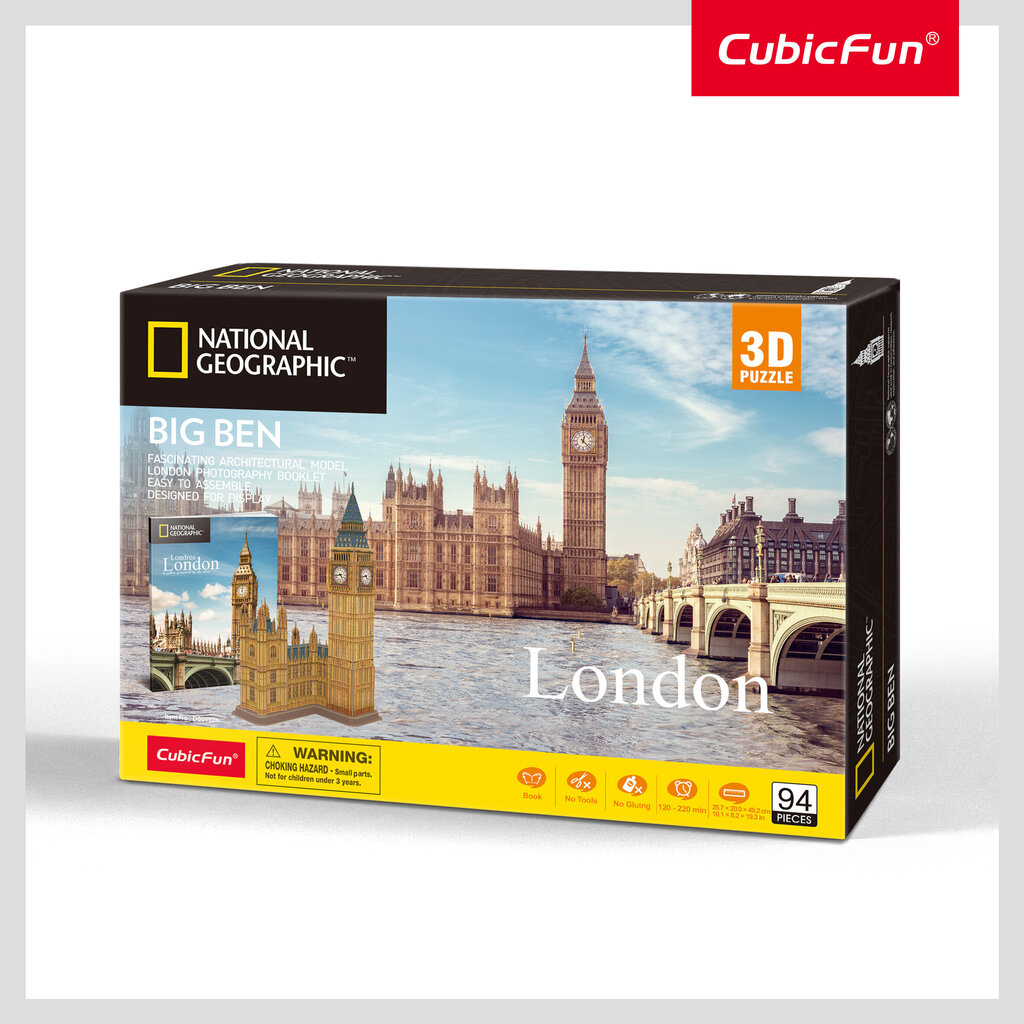 3D dėlionė CubicFun National Geographic Big Ben, 94 d. kaina ir informacija | Dėlionės (puzzle) | pigu.lt