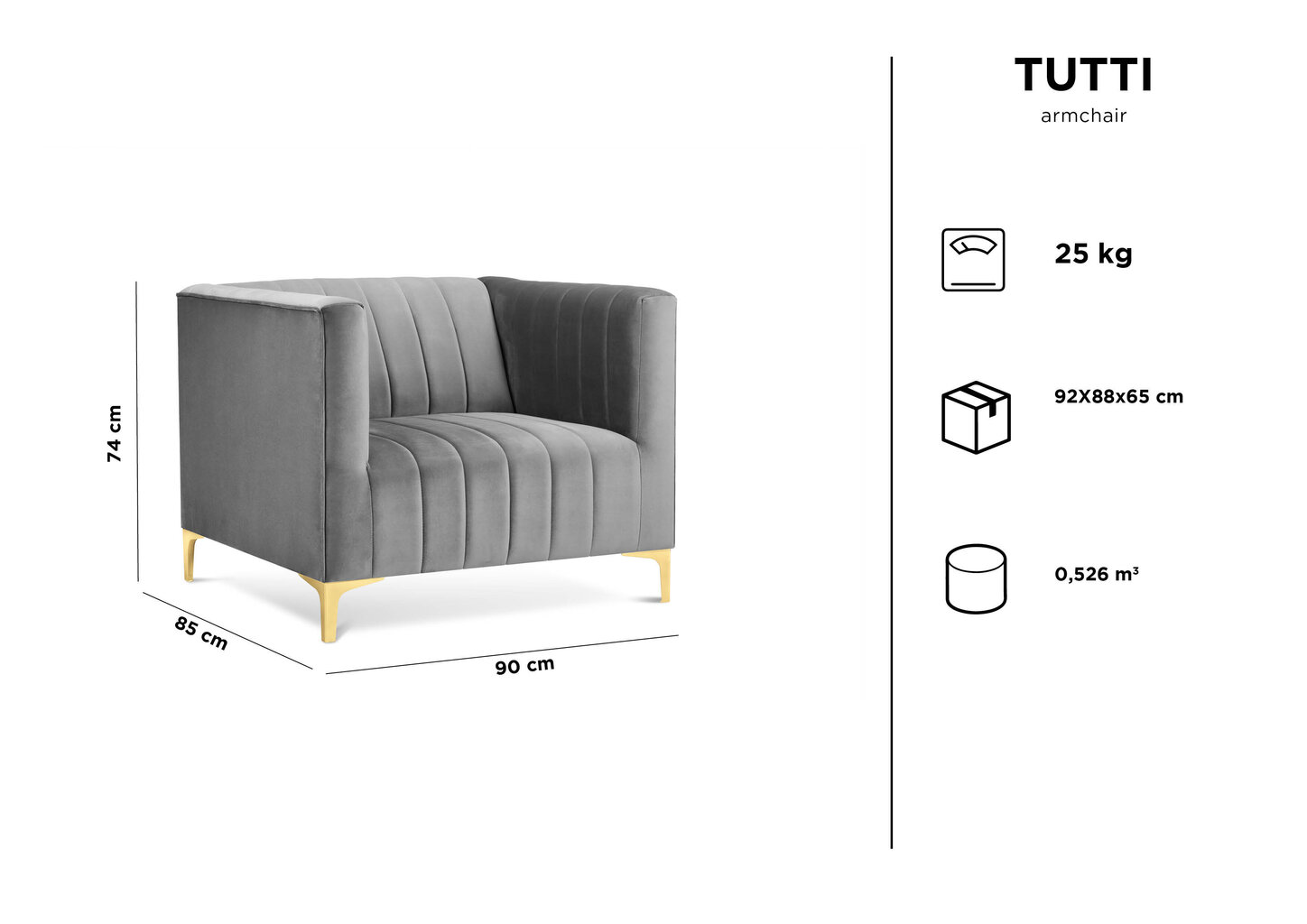 Fotelis Kooko Home Tutti, juodas kaina ir informacija | Svetainės foteliai | pigu.lt
