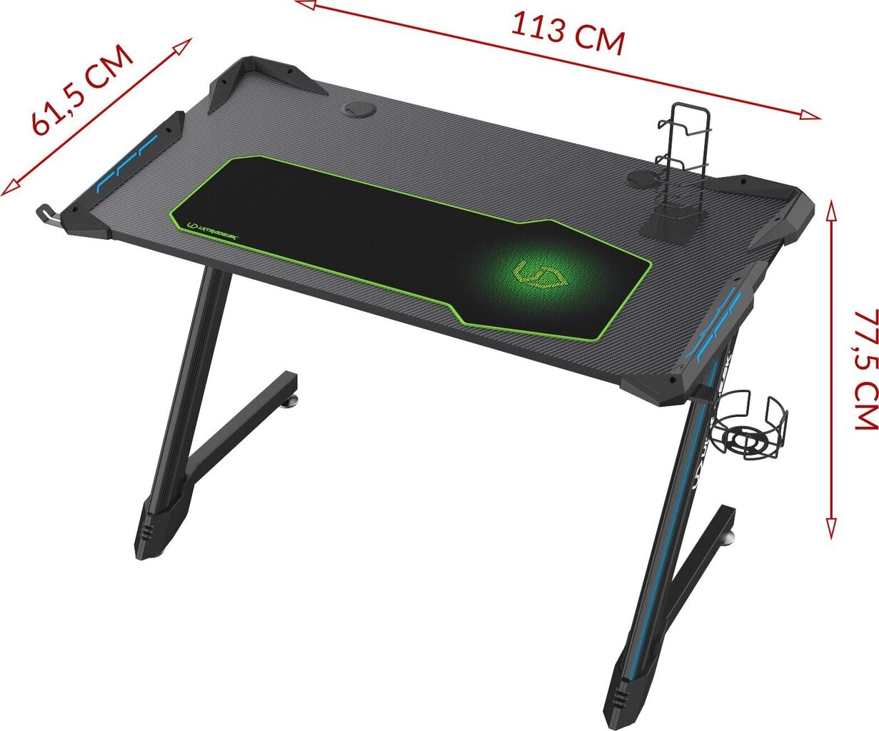 Žaidimų stalas Ultradesk Space V2, juodas цена и информация | Kompiuteriniai, rašomieji stalai | pigu.lt