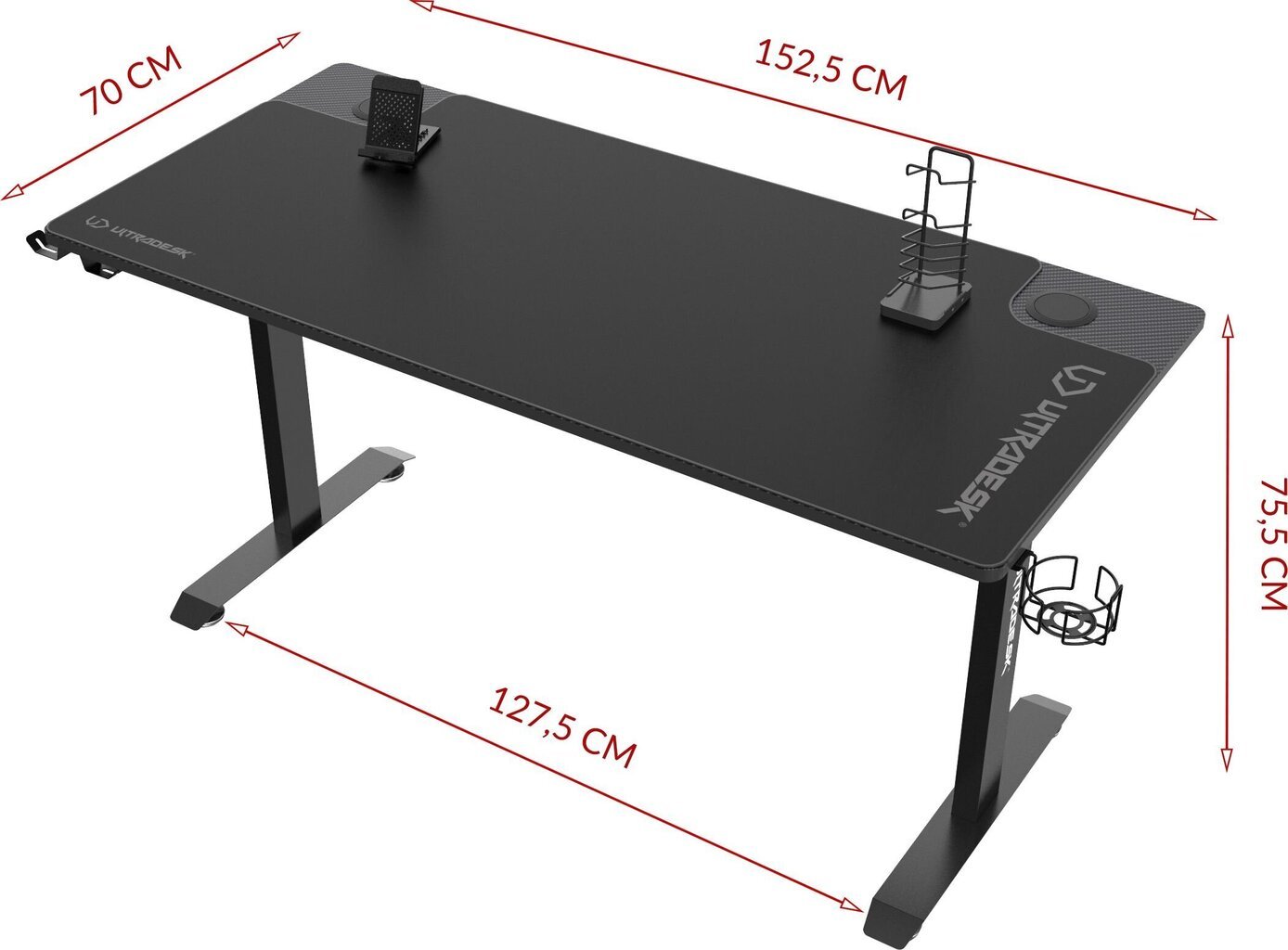 Žaidimų stalas Ultradesk Momentum, juodas цена и информация | Kompiuteriniai, rašomieji stalai | pigu.lt