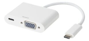 Deltaco USB-C адаптер, VGA , USB-C, 60W USB-C PD, Белый цена и информация | Адаптеры, USB-разветвители | pigu.lt
