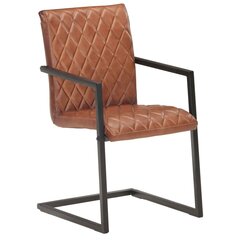 Gembinės valgomojo kėdės, 6vnt., rudos spalvos, tikra oda kaina ir informacija | Virtuvės ir valgomojo kėdės | pigu.lt