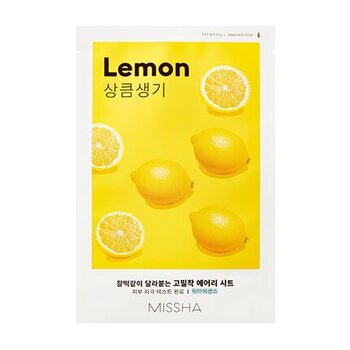 Lakštinė veido kaukė su citrinų ekstraktu Missha Airy Fit Sheet Mask Lemon sheet mask with lemons, 19g kaina ir informacija | Veido kaukės, paakių kaukės | pigu.lt