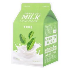 Žaliosios arbatos ekstrakto veido kaukė A'Pieu Milk One Pack Green Tea, 21 g kaina ir informacija | Veido kaukės, paakių kaukės | pigu.lt