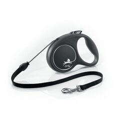Flexi автоматический поводок Black Design S, серый, 5 м цена и информация | Поводки для собак | pigu.lt
