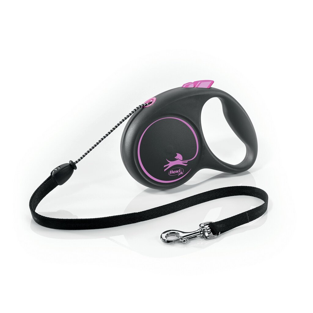 Flexi automatinis pavadėlis Black Design S, rožinis, 5 m цена и информация | Pavadėliai šunims | pigu.lt