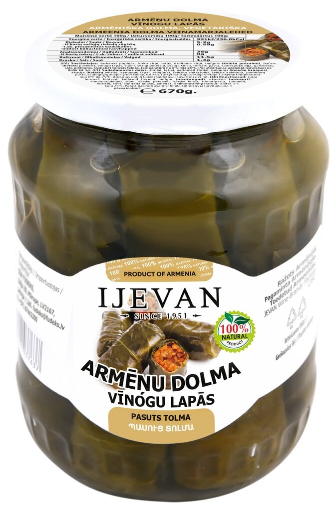 Armėniška dolma Ijevan, vegetariška, 670 g kaina ir informacija | Konservuotas maistas | pigu.lt