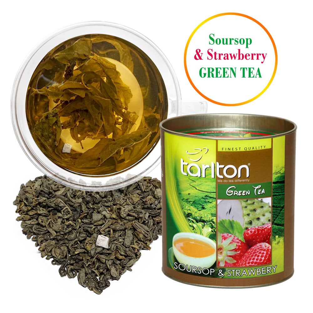 Tarlton dygliuotosios anonos ir braškių Ceilono žalia, biri, didelių lapų arbata, Soursop & Strawberry Green tea, 100 g kaina ir informacija | Arbata | pigu.lt