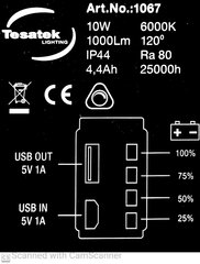 Įkraunamas prožektorius-power bankas, 10 w kaina ir informacija | Žibintuvėliai, prožektoriai | pigu.lt