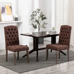 Valgomojo kėdės, 2vnt., rudos spalvos, lino išvaizdos audinys kaina ir informacija | Virtuvės ir valgomojo kėdės | pigu.lt
