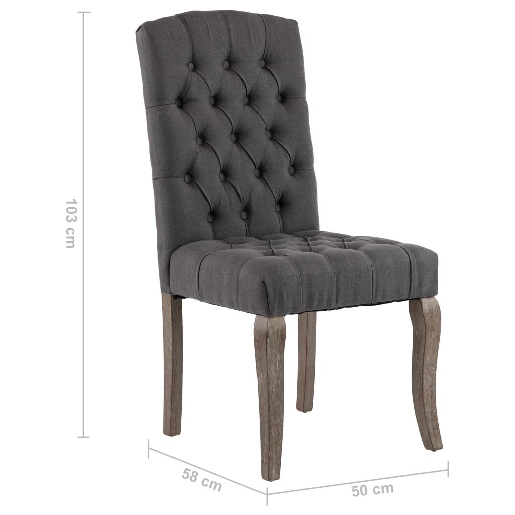 Valgomojo kėdės, 2vnt., pilkos spalvos, lino išvaizdos audinys kaina ir informacija | Virtuvės ir valgomojo kėdės | pigu.lt