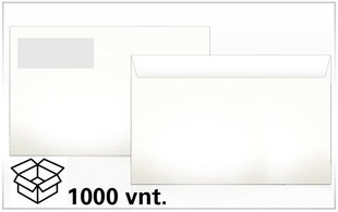 Конверты DL E65, 110 х 220 мм, с окном, 1000 шт. цена и информация | Конверты, открытки | pigu.lt