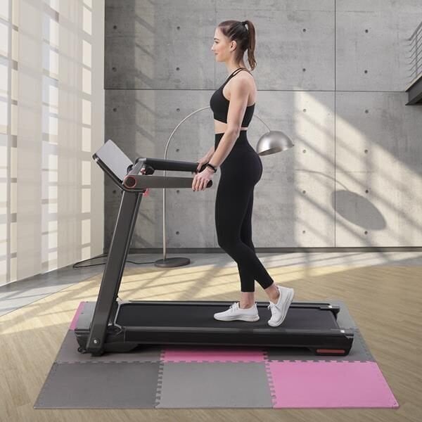 Apsauginis grindų kilimėlis One Fitness 60x60x1 cm, 9 vnt, rožinis/pilkas kaina ir informacija | Treniruoklių priedai ir aksesuarai | pigu.lt