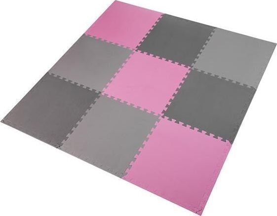 Apsauginis grindų kilimėlis One Fitness 60x60x1 cm, 9 vnt, rožinis/pilkas kaina ir informacija | Treniruoklių priedai ir aksesuarai | pigu.lt