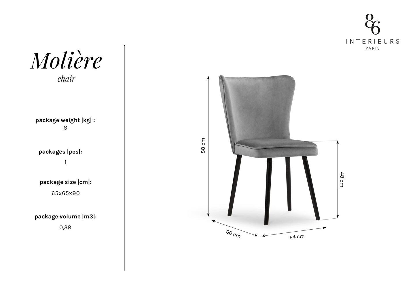 Kėdė Interieurs86 Moliere 88, mėlyna цена и информация | Virtuvės ir valgomojo kėdės | pigu.lt