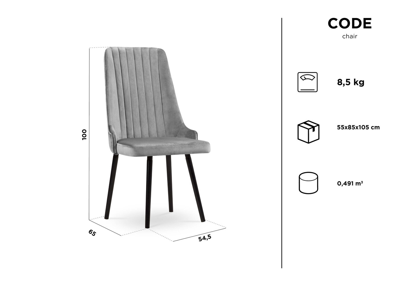 Kėdė Kooko Home Code, mėlyna kaina ir informacija | Virtuvės ir valgomojo kėdės | pigu.lt